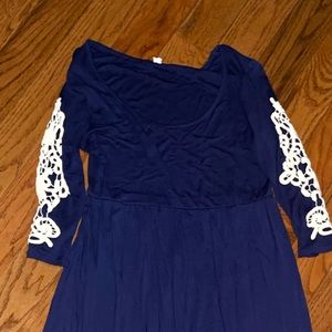 Blue quarter length maxi dress